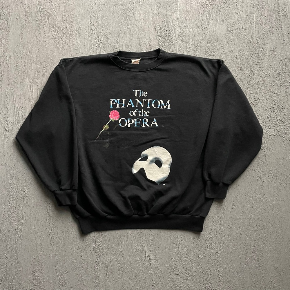 Vintage Phantom of the Opera Graphic Sweatshirt Men XL Black 90s Milenitex